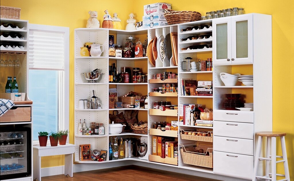 Open kitchen cabinets