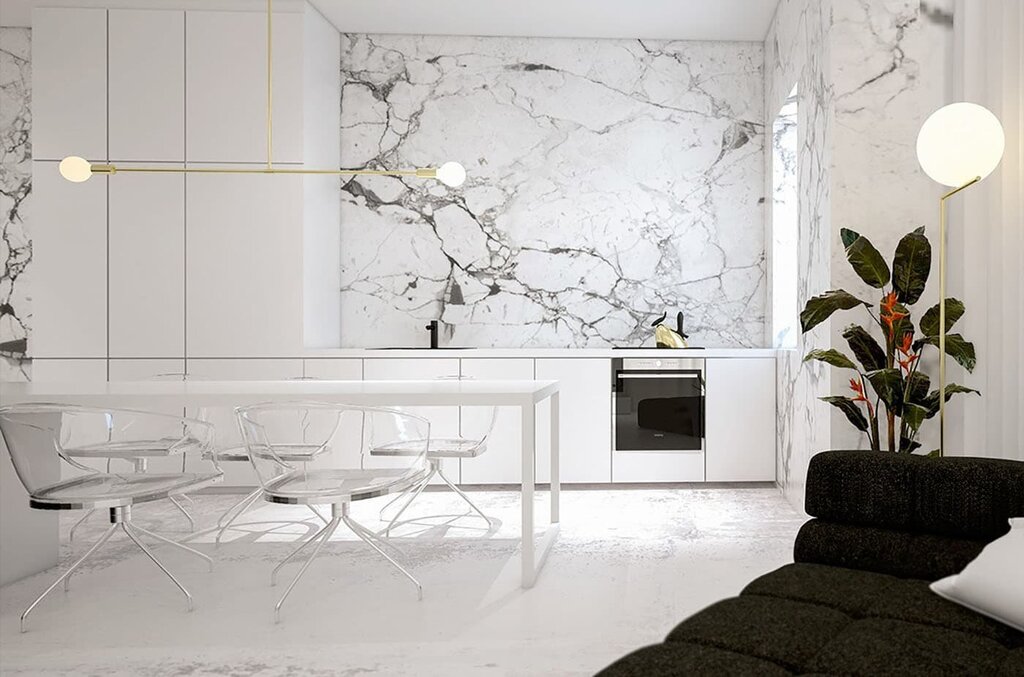 Marble-look wall panel