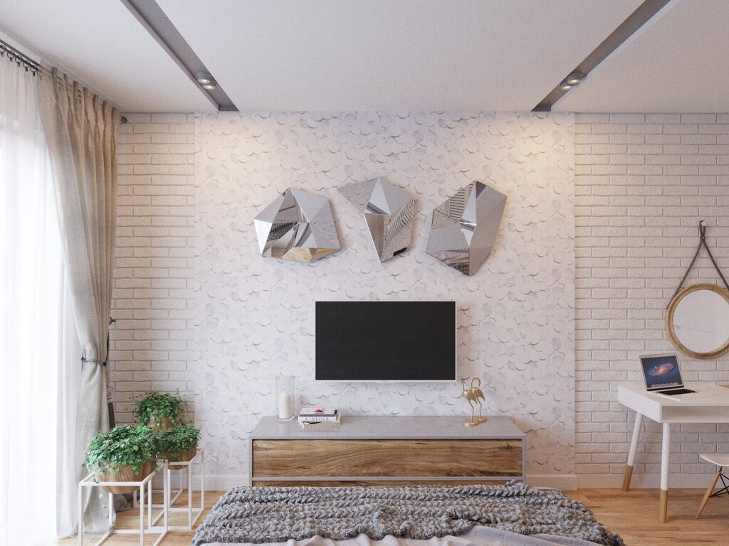 White brick wall panels