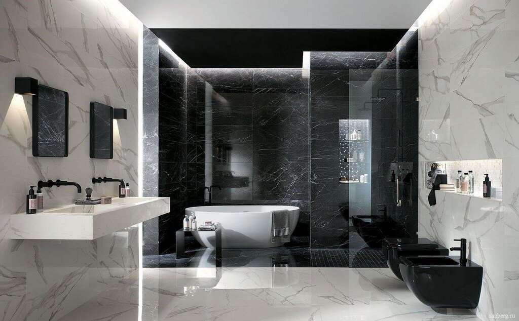 Marble-look panels for the bathroom