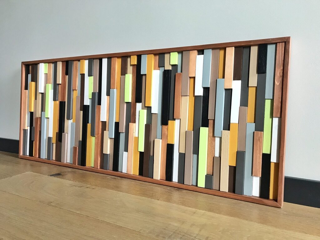 Wall panel made of wooden blocks