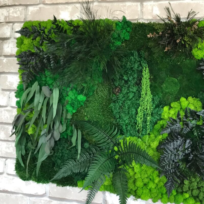 A panel of artificial plants