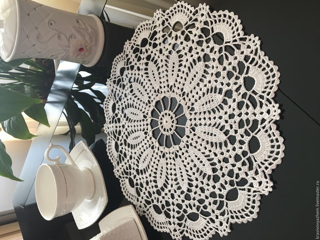 A panel of napkins crocheted