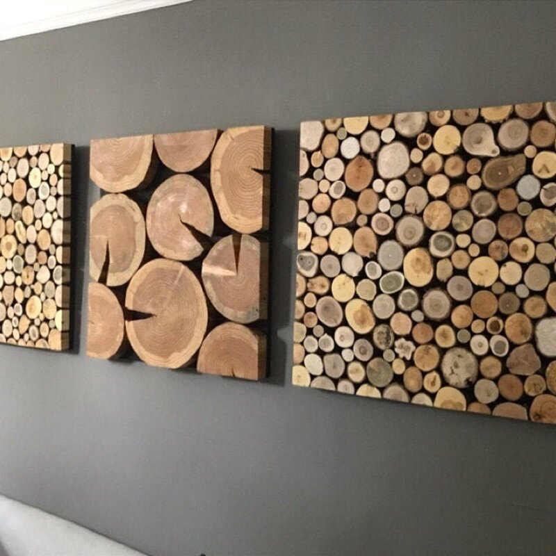 Wood slice wall panel