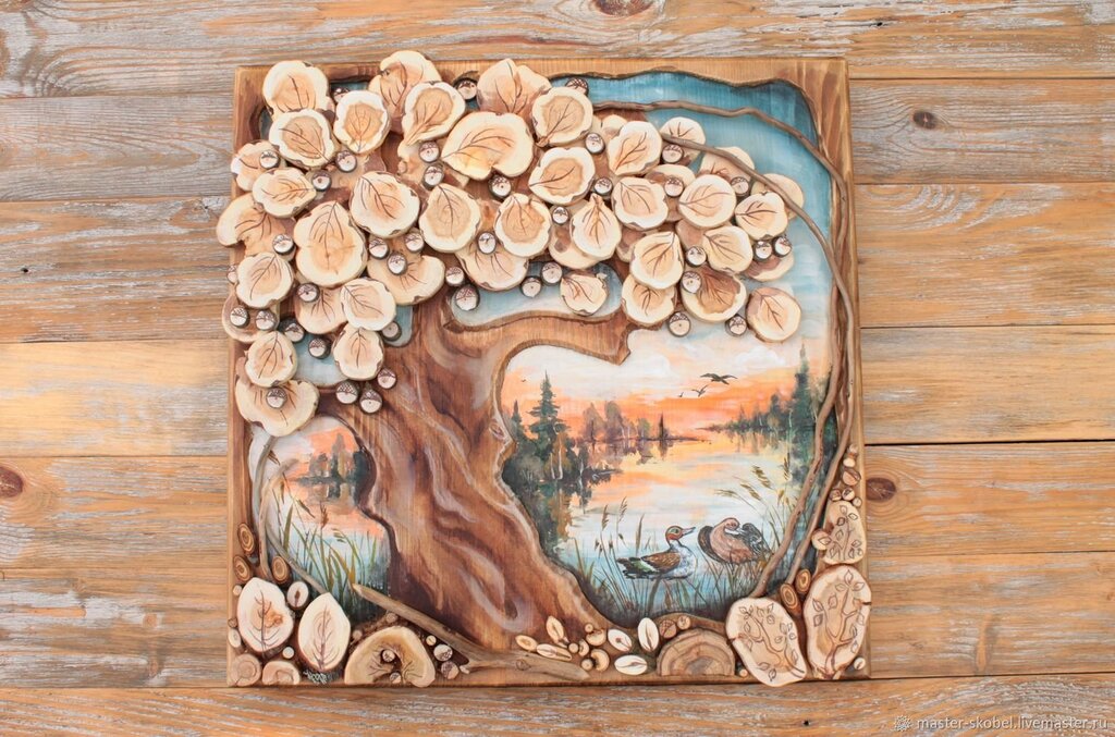 A panel made of juniper cuts