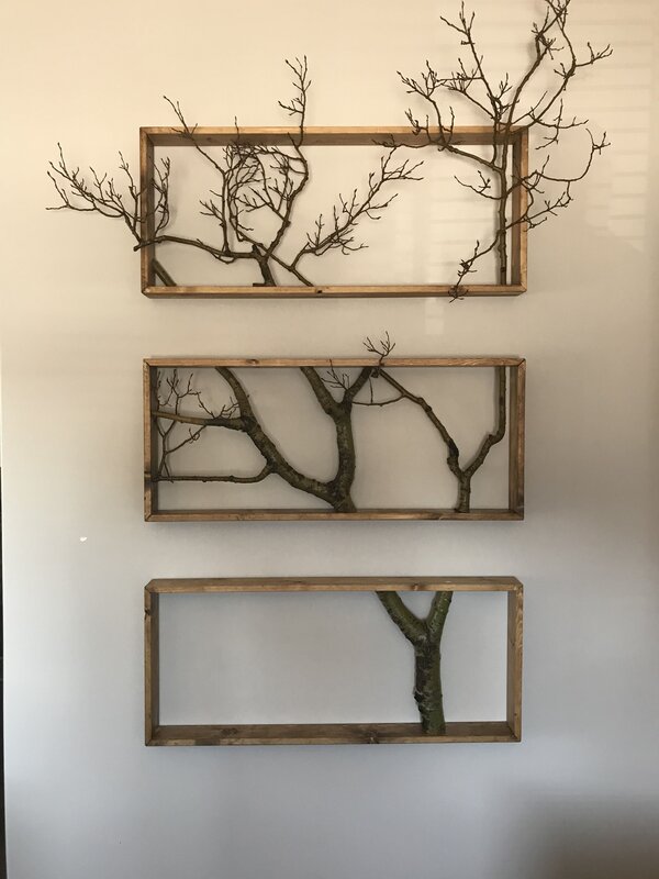 A wall panel made of branches