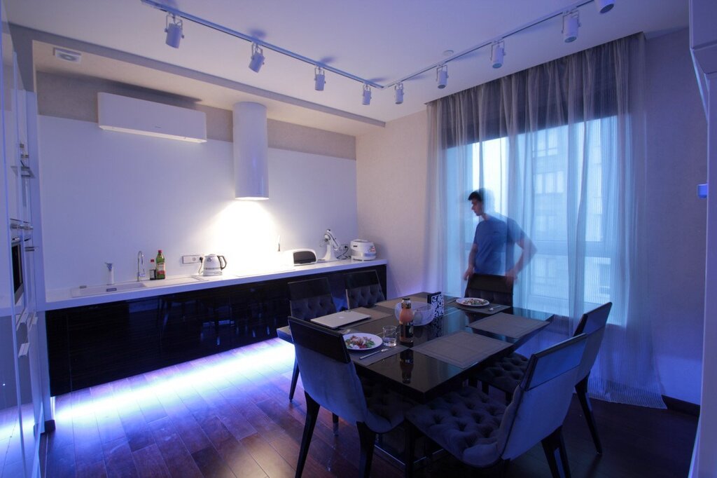 Floating kitchen with lighting