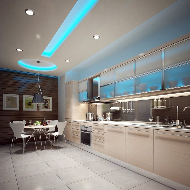 Floating ceiling in the kitchen