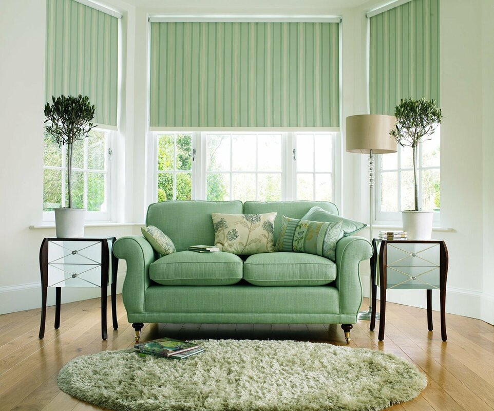 Pastel green color in the interior