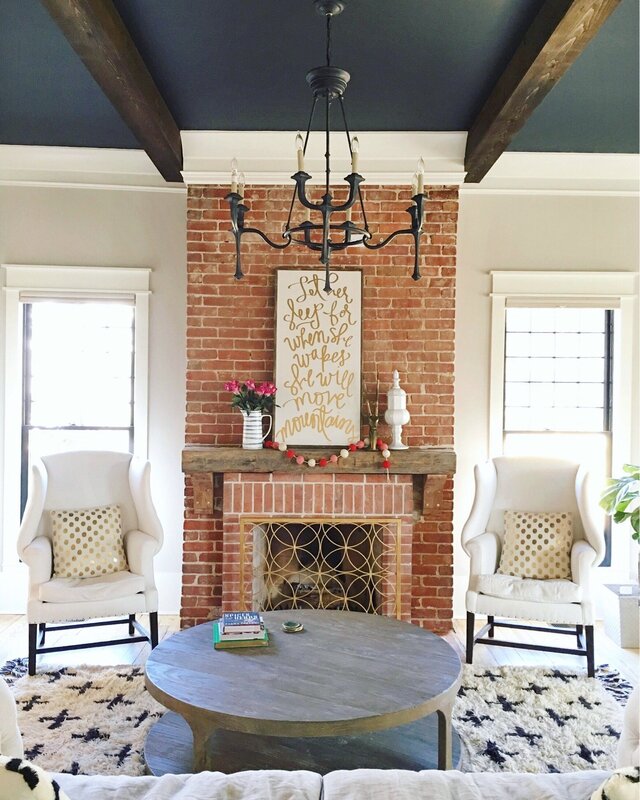 A red brick stove in the interior