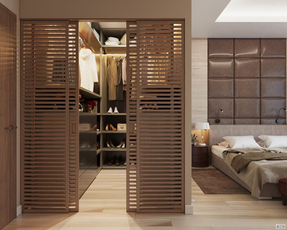 A partition made of louvered doors