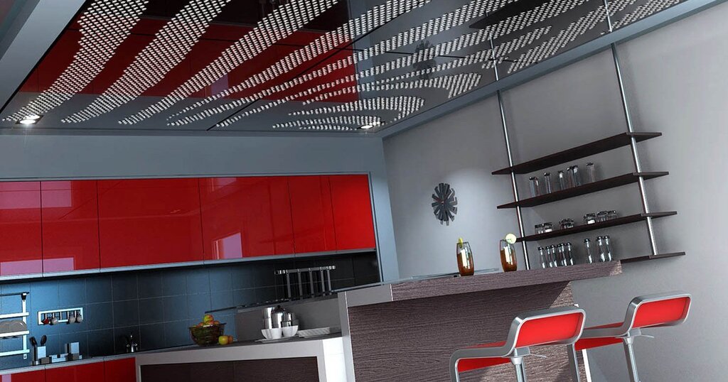 Perforated stretch ceiling with lighting 23 фото