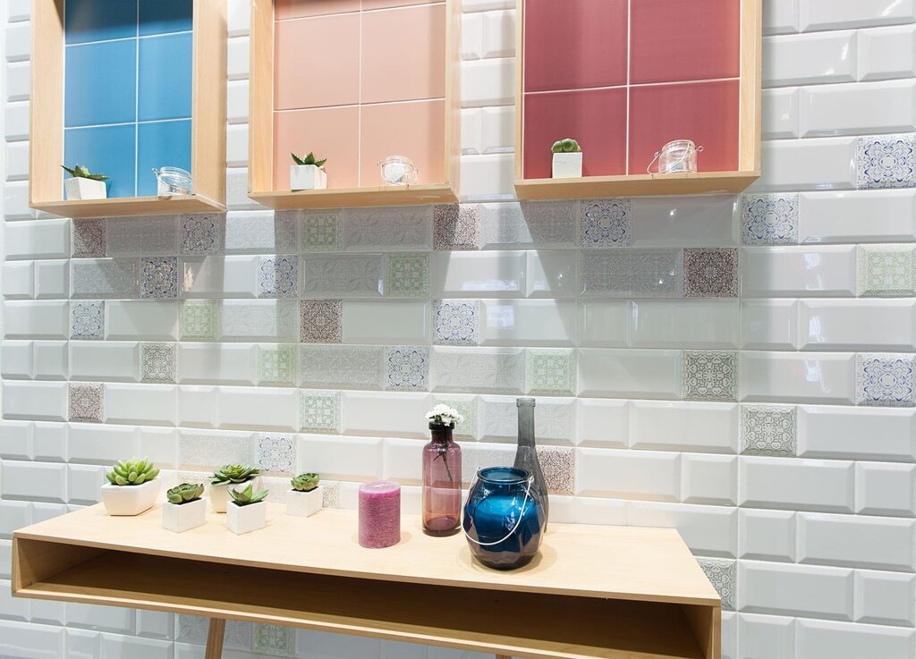 Mother-of-pearl tiles for the kitchen backsplash