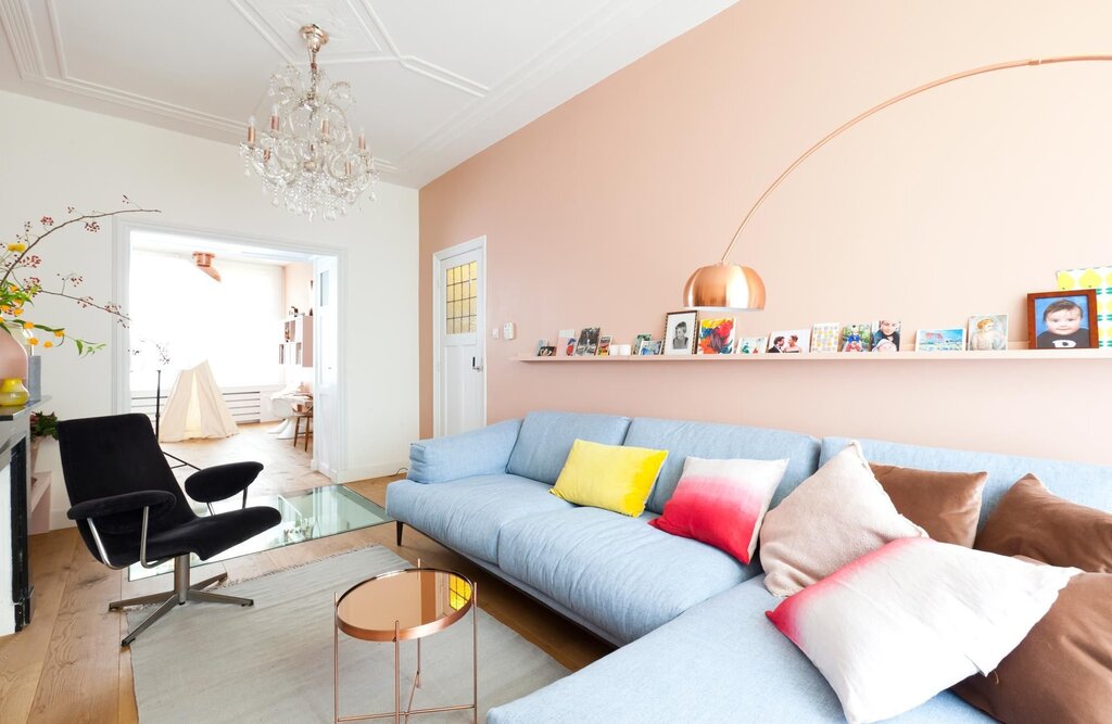 Peach-colored walls in the interior