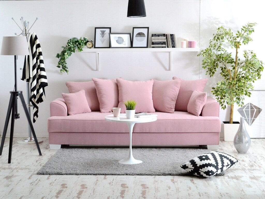 Dusty pink sofa in the interior