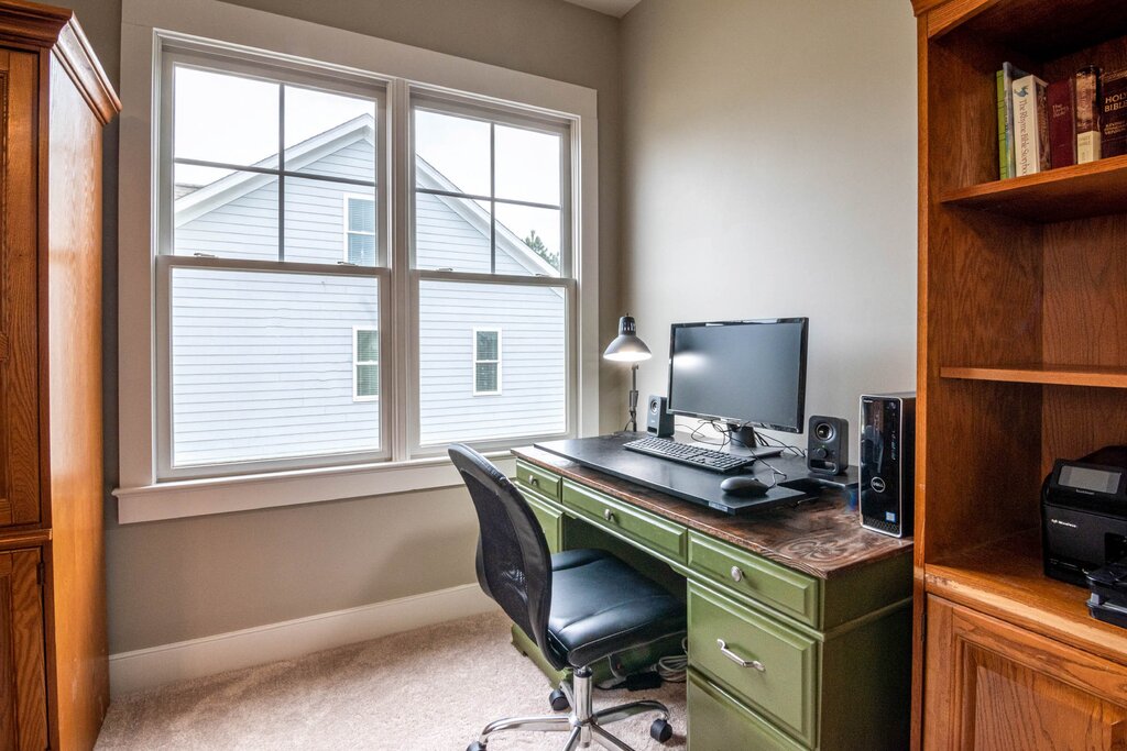 A desk under the window