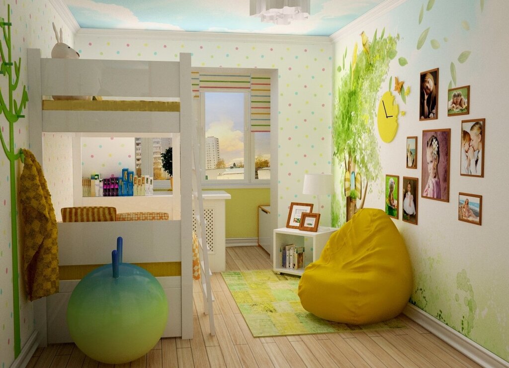 Layout of a children's room with a balcony 33 фото