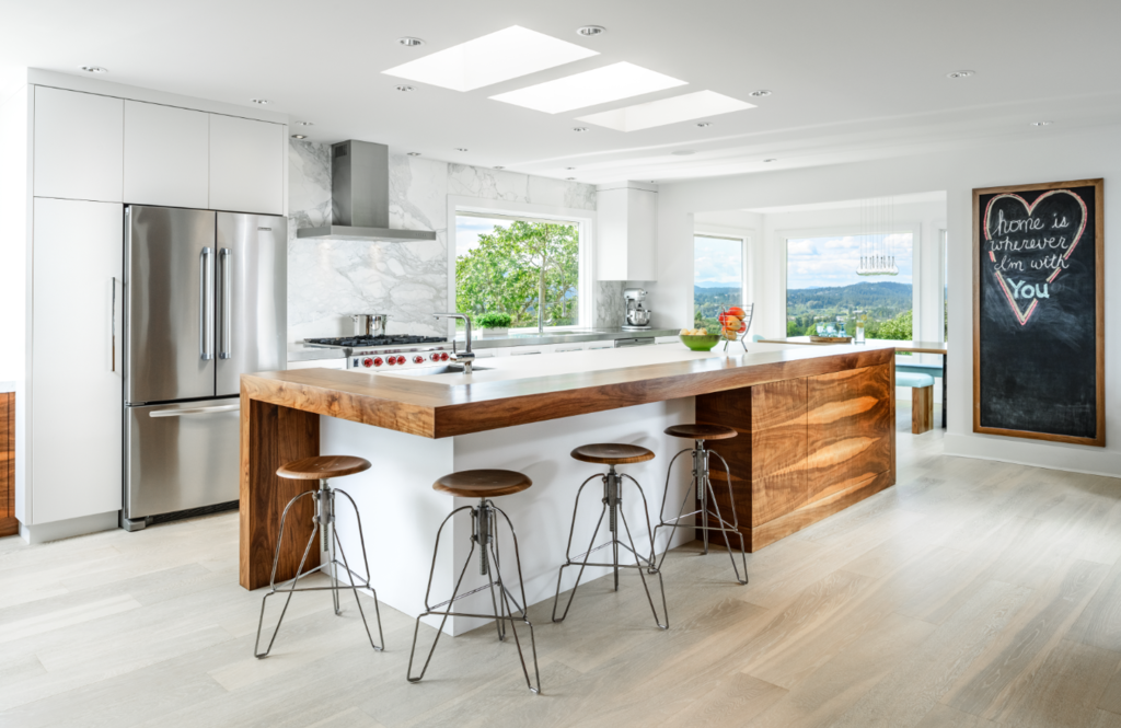 Kitchen layout with an island