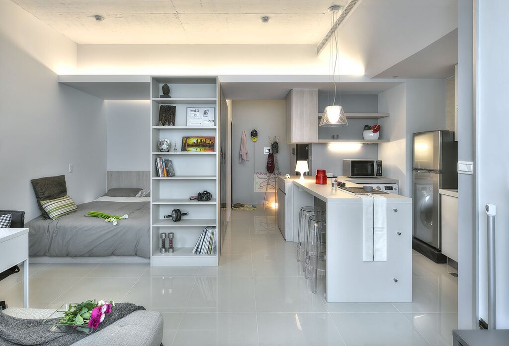 Layout of a small studio apartment