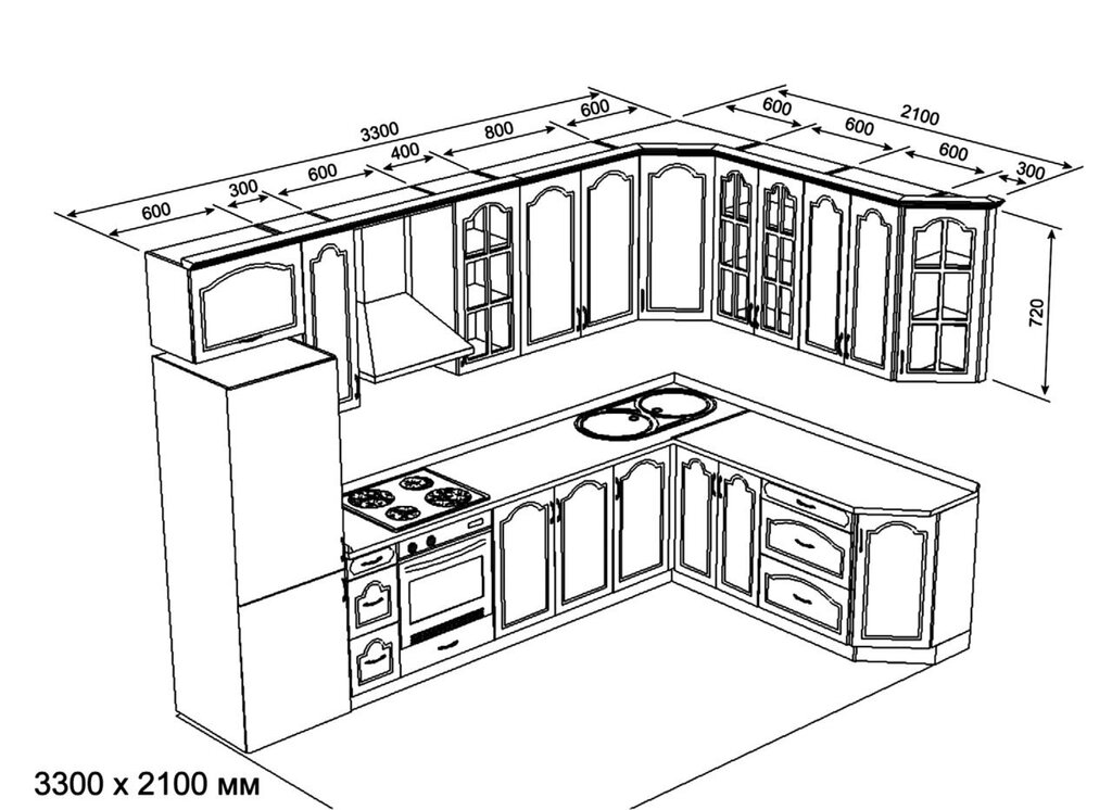 Layout of a corner kitchen