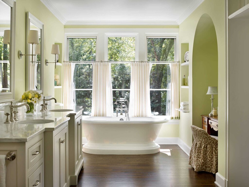 Bathroom layout with a window