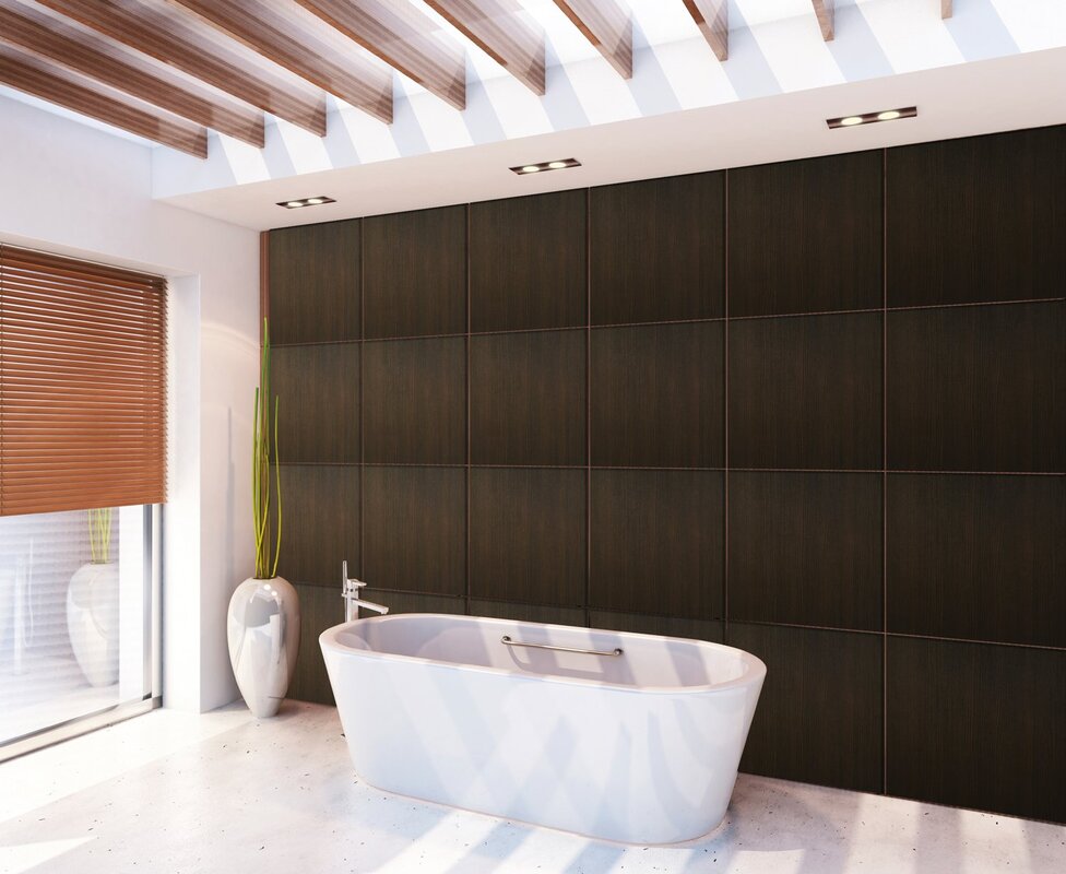 Plastic panels with a wood finish for the bathroom