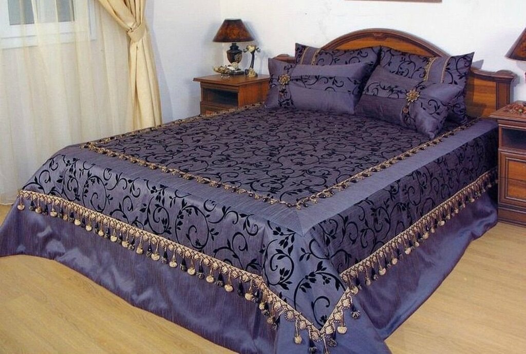 A bedspread for the bed in the bedroom