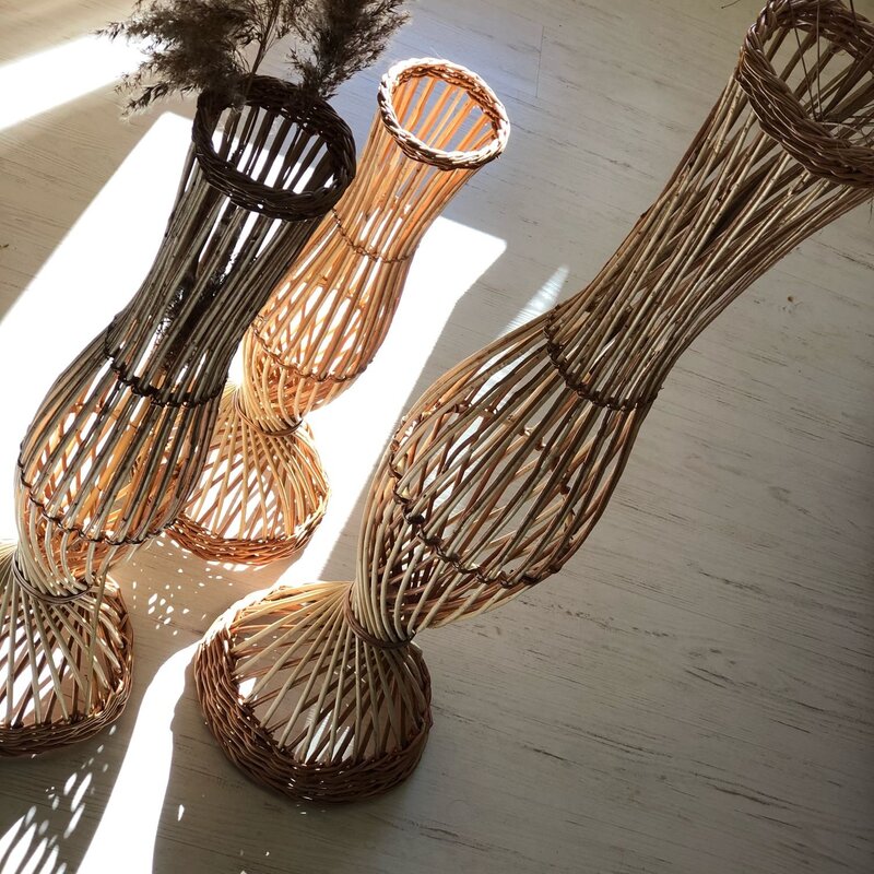 Woven floor vases