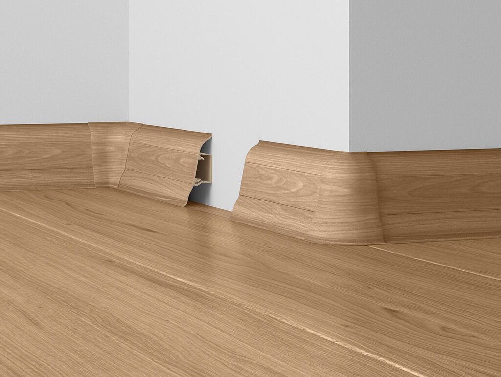 MDF floor skirting board with cable channel 38 фото