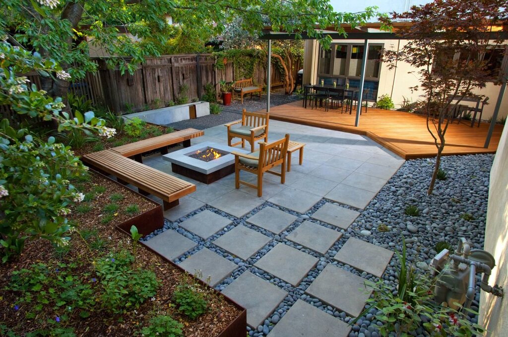 Paving slabs in the yard of a private house