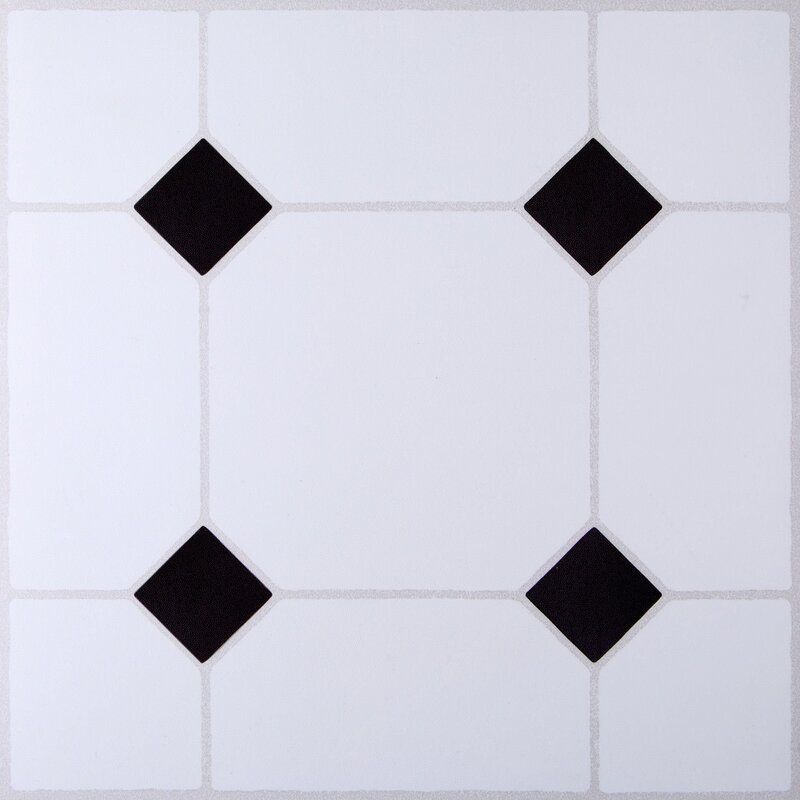 White tile with black squares