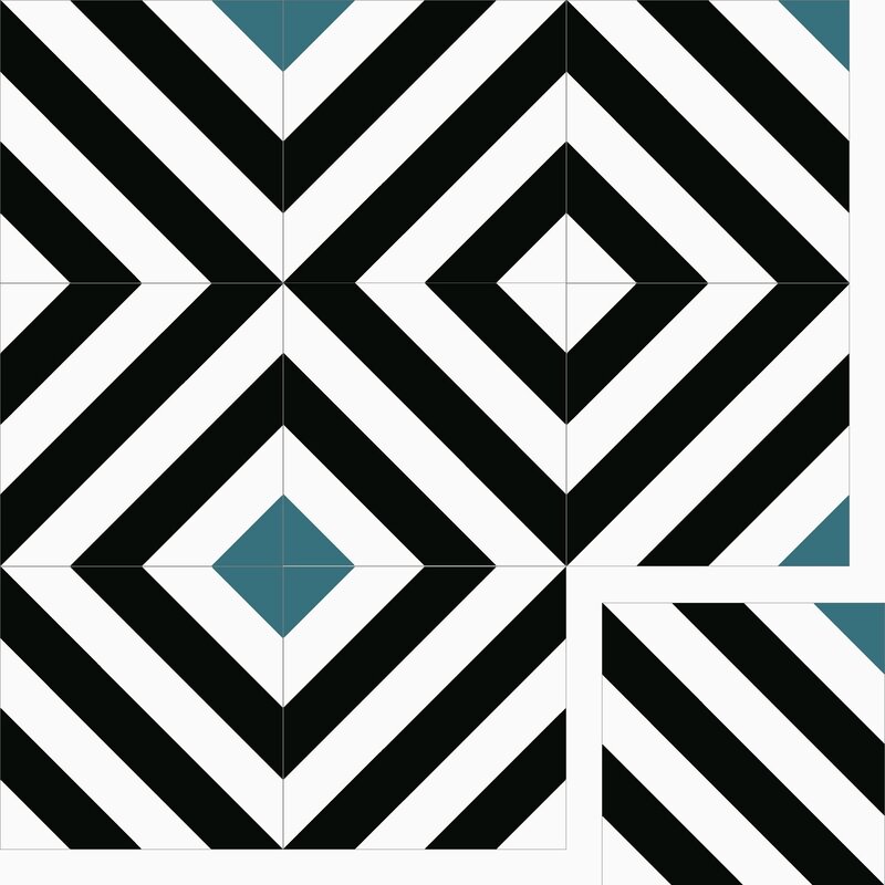 Black and white geometric tile