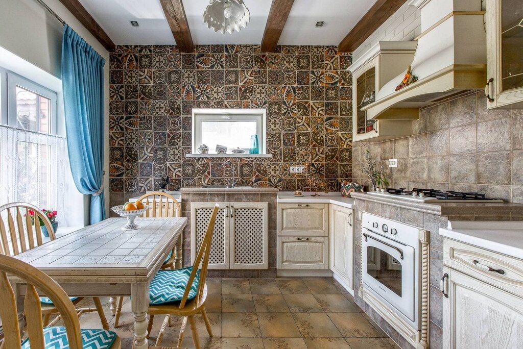 Provence-style backsplash tiles