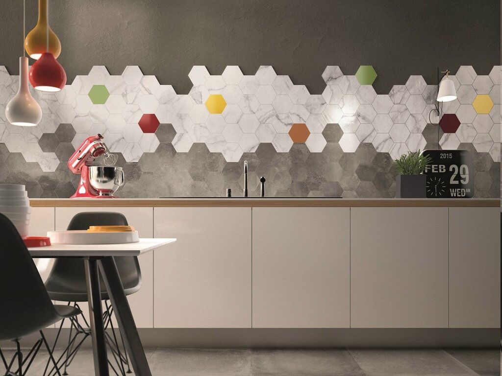 Hexagon tile for kitchen backsplash