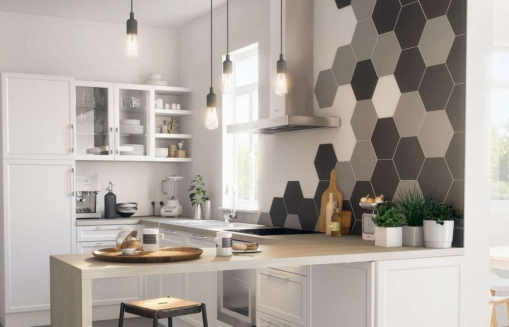 Hexagon tile for the backsplash 12 фото