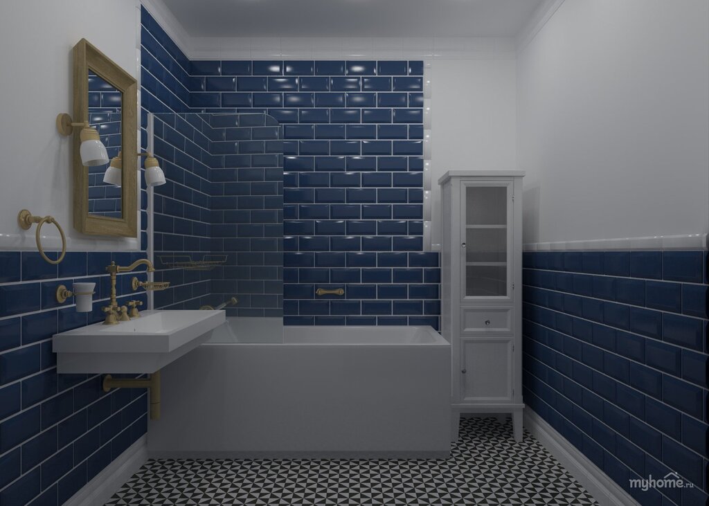 Blue subway tile