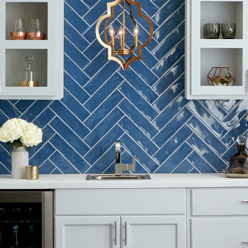 Herringbone subway tile