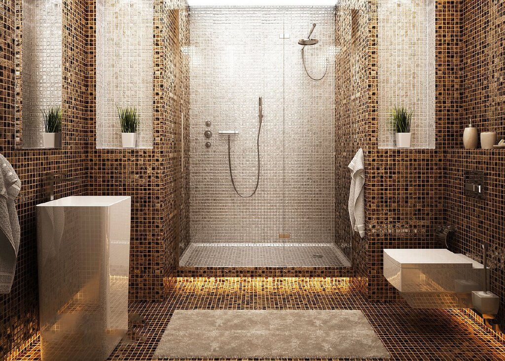 Mosaic tile for the bathroom floor