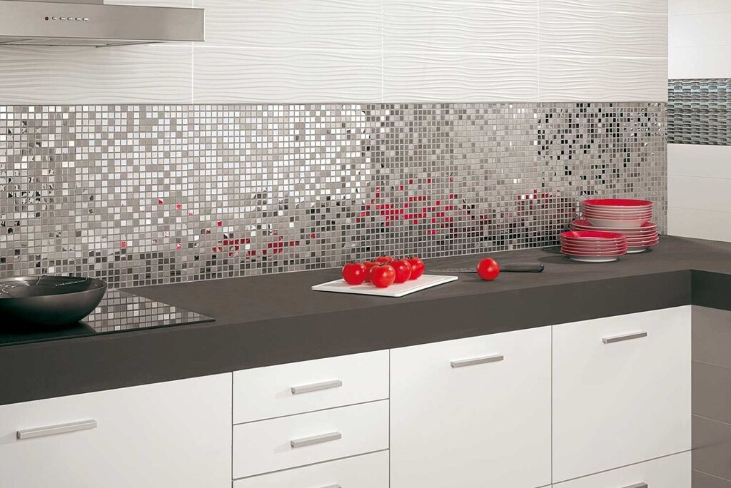 The tile on the backsplash is a mosaic