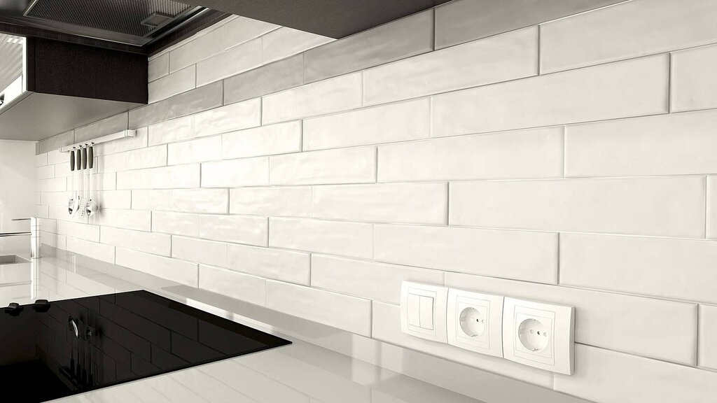 Tile for a backsplash resembling brick