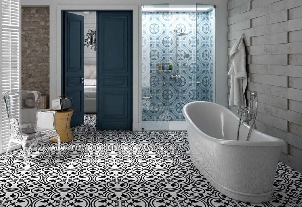 Floor tile for the bathroom