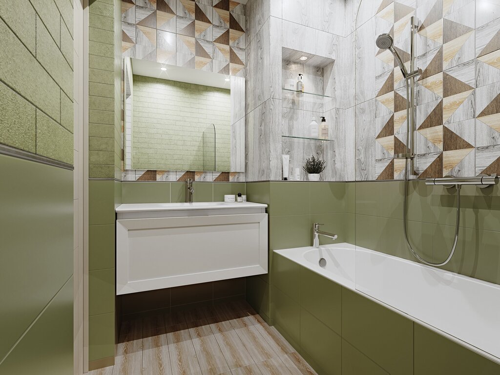 Olive-colored tile for the bathroom