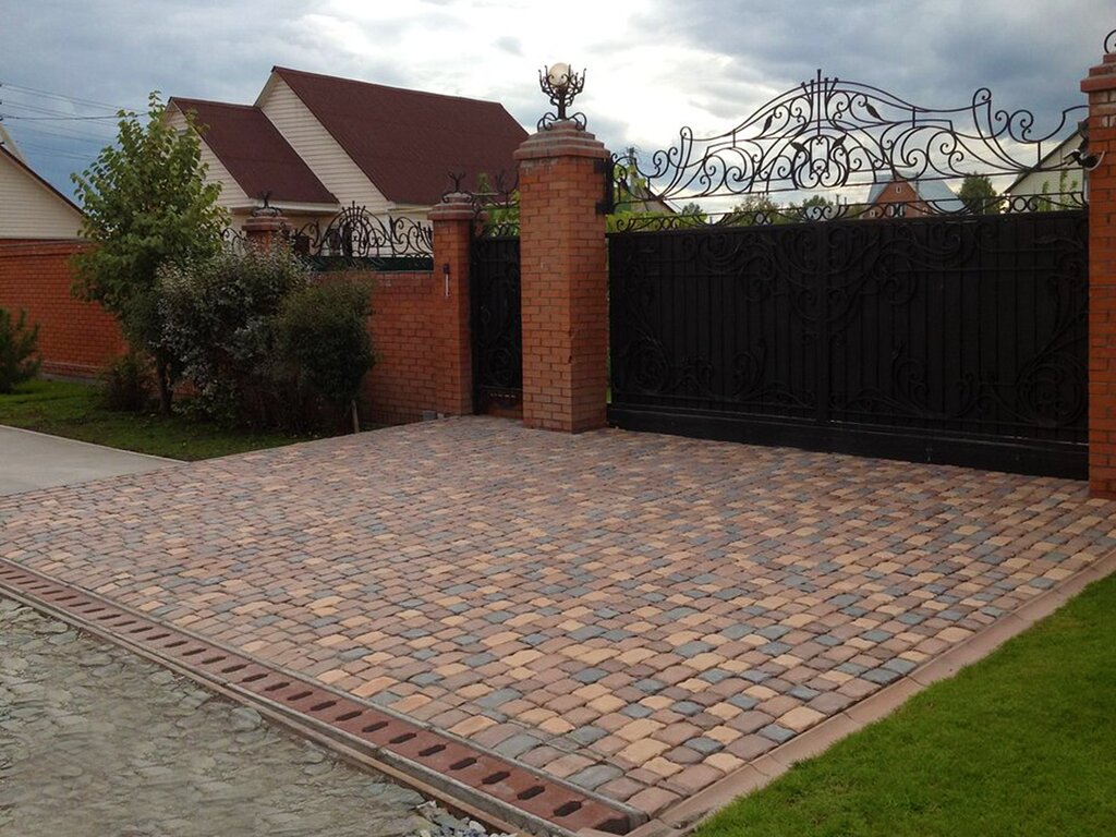 The tile in front of the garage