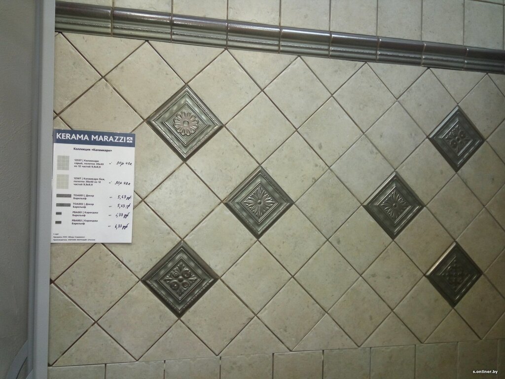 Tiles diagonally on the wall