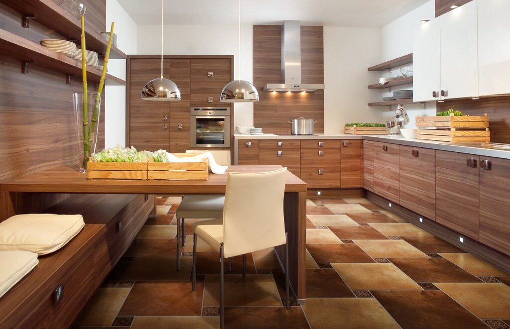 Wood-look tile in the kitchen