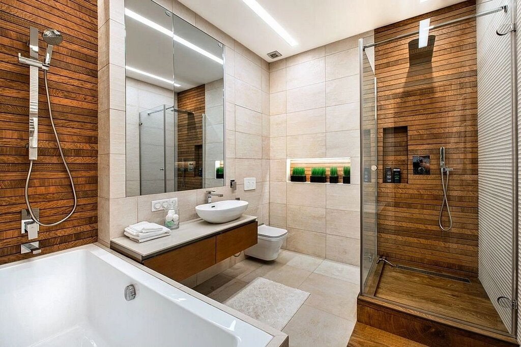 Wood-look tile in the bathroom