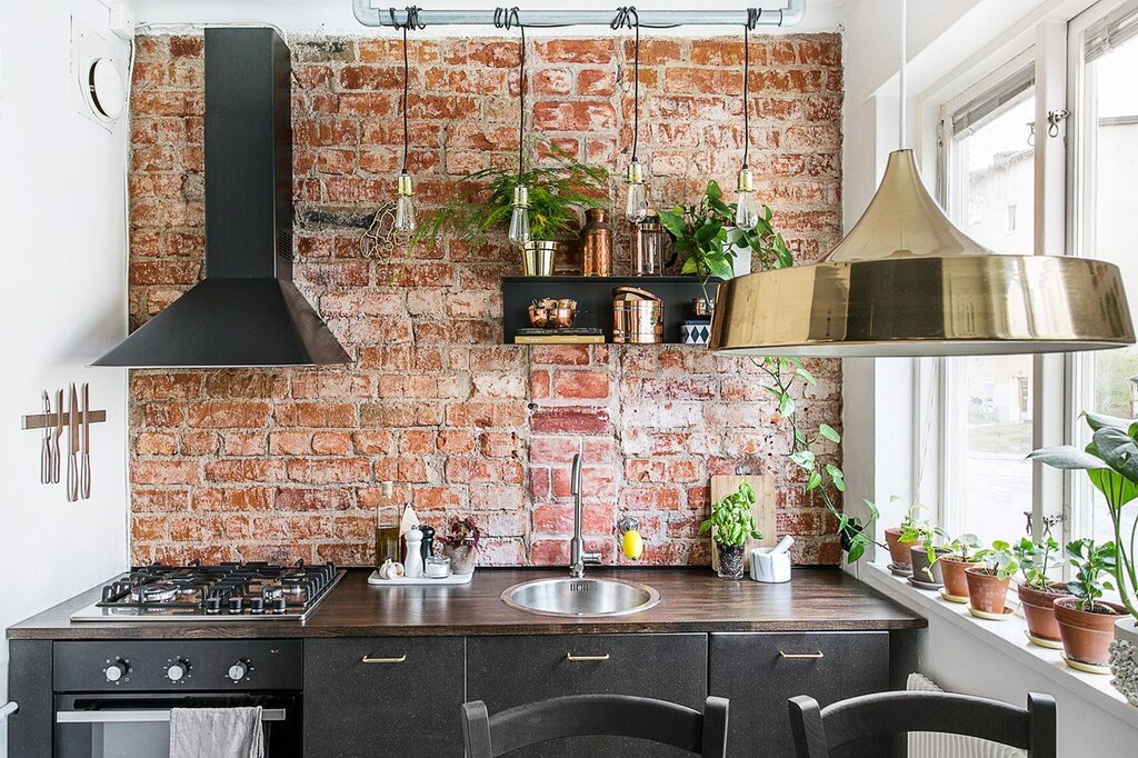 Brick-style tiles for the kitchen 30 фото