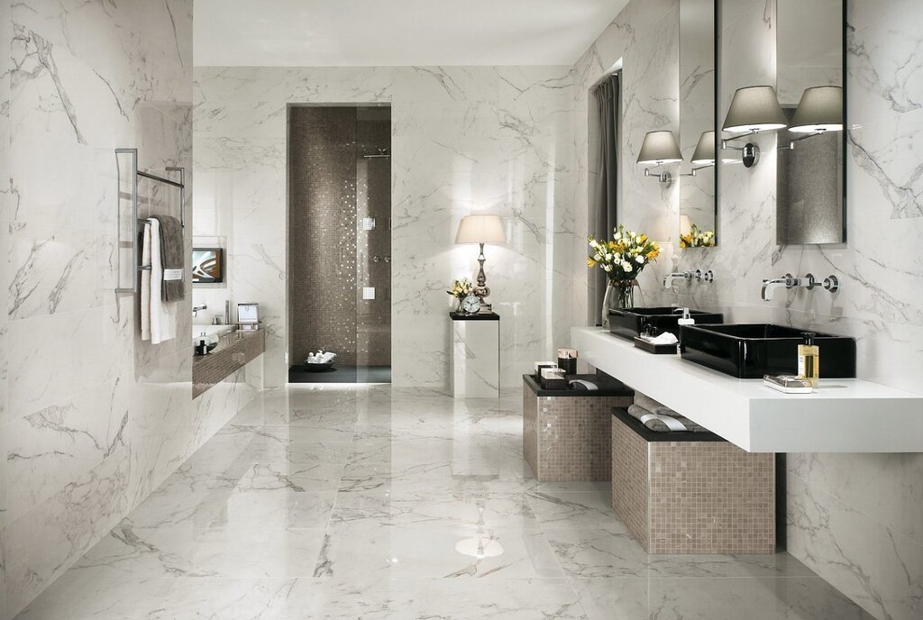 Marble-look tile