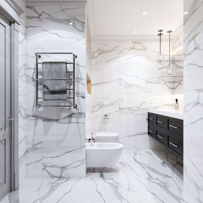 Marble effect tile for the bathroom