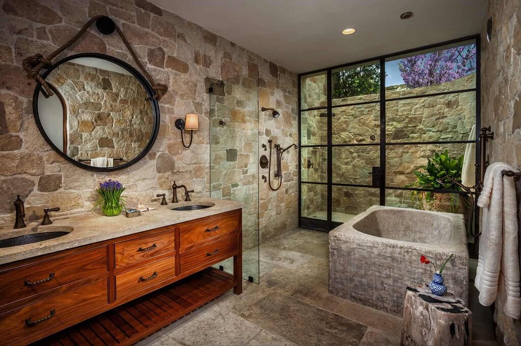 Tile resembling natural stone for the bathroom